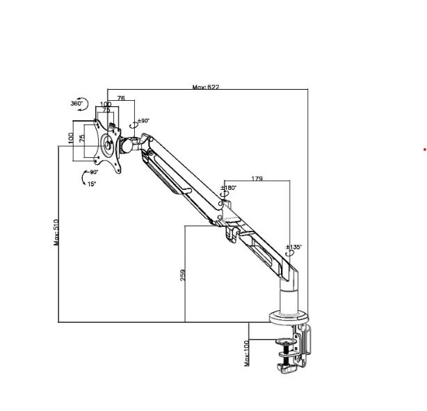 מידות זרוע למסך מבית פיטרו